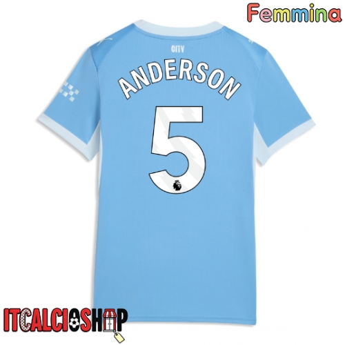 Manchester City Elliot Anderson #5 Prima Maglia Femmina 2026-27 Manica Corta